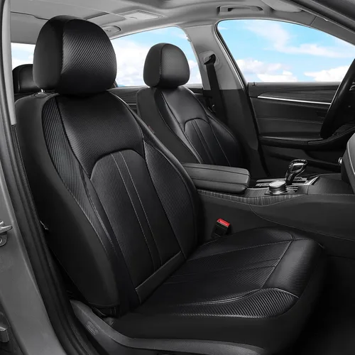 Vista 27 de Coverado Fundas universales de cuero para asientos delanteros, paquete de 2 fundas de asiento para SUV, camioneta, sedán, interior de vehículos