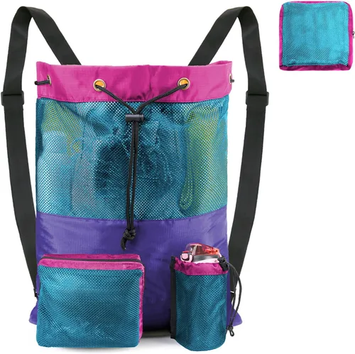 Vista 14 de BeeGreen Gym Bags for Men Women Mesh Drawstring Backpack for Swim Sports Workout Gear Gifts for Swimmers Beach Pool Wrestling Backpack Cinch Bag