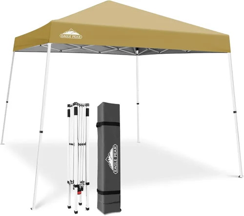 Vista 29 de Eagle Peak - Pérgola plegable (10.0 x 10.0 pies), patas inclinadas, de tela, para exteriores, fácil de montar, Negro