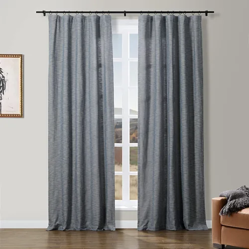 Vista 19 de ChadMade Simon Collection - Cortina de mezcla de algodón con forro de algodón de privacidad, 1 panel de 50 pulgadas de ancho x 84 pulgadas de largo