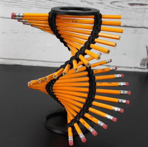 Vista 8 de Znet3D DNA Helix Portalápices – Innovador organizador de escritorio – 9 pulgadas de alto – Capacidad para 23 lápices – Diseño liso de borde redondo