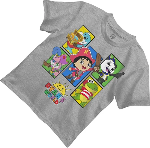 Vista 4 de Ryan's World Camiseta para niños - Ryan Toys Review - Camiseta oficial (gris jaspeado, talla S-4), Gris jaspeado
