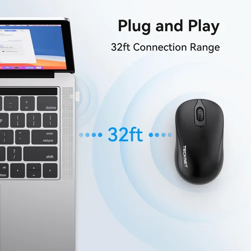 Vista 6 de TECKNET Mouse inalámbrico para laptop, mouse de computadora de 2.4 GHz, 3 DPI ajustables, mouse USB inalámbrico de oficina con receptor, manos