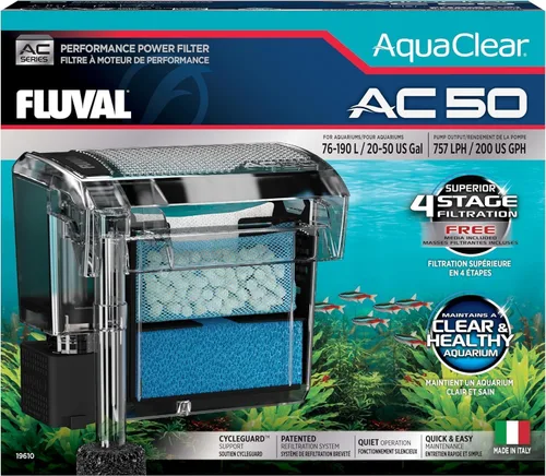 Vista 7 de Fluval 50 Power Filter – Filtro de acuario para tanques de peces de 20 a 50 galones – Bomba silenciosa y eficiente energéticamente – Filtración