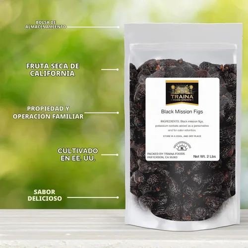 Vista 4 de Traina Home Grown CA - Fruta seca entera de higos negros secos (2 libras/32 onzas) Healthy Snack – Premium Ingredient – California Grown – No