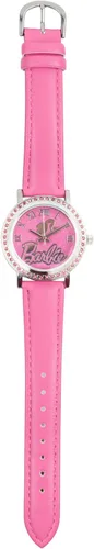 Vista 4 de Accutime Barbie Bar5017AZ - Reloj analógico con purpurina rosa para mujer, con correa de piel sintética, elegante reloj inspirado en Barbie The