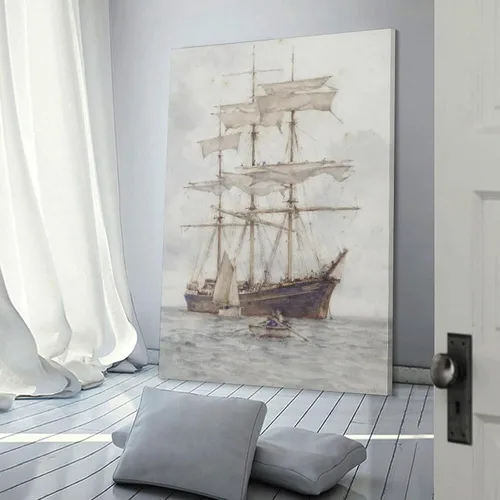 Vista 3 de Master Making Ready to Sail-Henry Scott Tuke Artworks Canvas Poster Room Aesthetic Wall Art Prints Home Modern Decor Gifts Framed-unframed