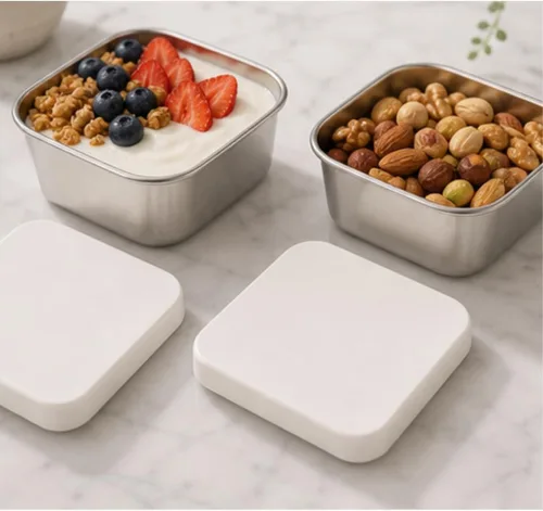 Vista 7 de Modaniam Flexibento - Juego de recipientes de acero inoxidable con tapas de silicona, paquete de 2 unidades de 14 onzas cada uno