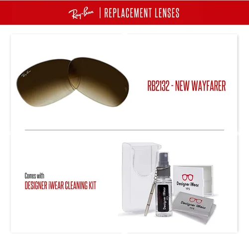 Vista 4 de NEW RB2132 New Wayfarer Replacement Lenses For Men For Women+ BUNDLE with Designer iWear Care Kit