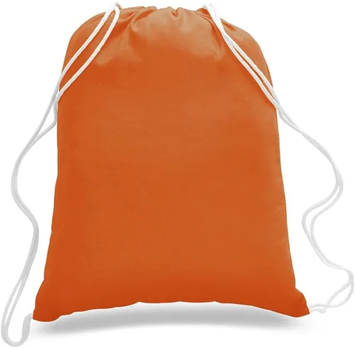 Vista 6 de ToteBagFactory Paquete de 6 mochilas de lona de algodón con cordón: blanco, liso, tela reutilizable, 14 pulgadas de ancho x 18 pulgadas de alto