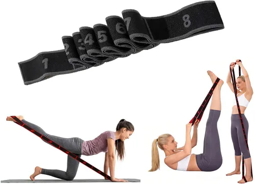 Vista 10 de Bandas de resistencia de fitness para estiramiento y yoga, banda de resistencia elástica numérica con marcas, banda de resistencia numerada bandas