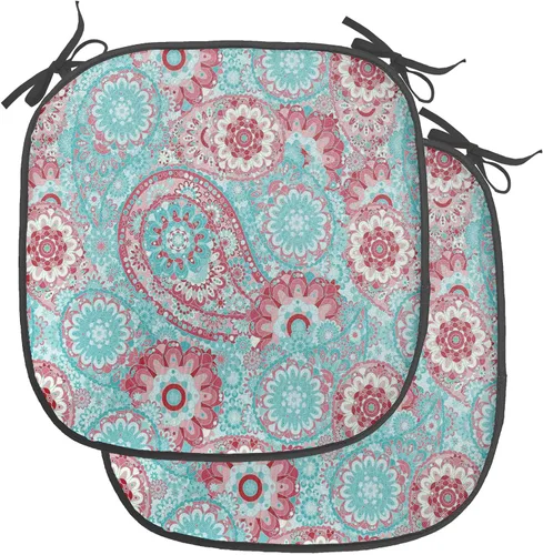 Vista 55 de Ambesonne Flamingo - Cojín de asiento para silla, diseño de fantasía exótica con elementos de vida silvestre hawaiana en colores pastel, acolchado
