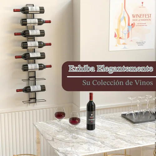 Vista 2 de J JACKCUBE DESIGN MK823A - Organizador de pared para 9 botellas, soporte de almacenamiento de vino de metal resistente para cocina, bodega y Negro