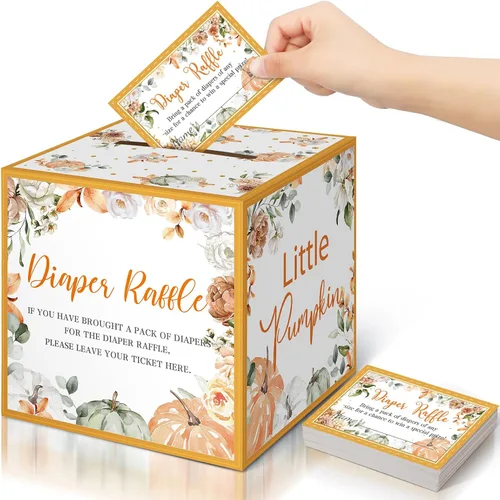 Vista 59 de Teling 51 boletos para rifas de pañales con caja de tarjetas, decoración de baby shower, caja de revelación de género para fiesta de rifas