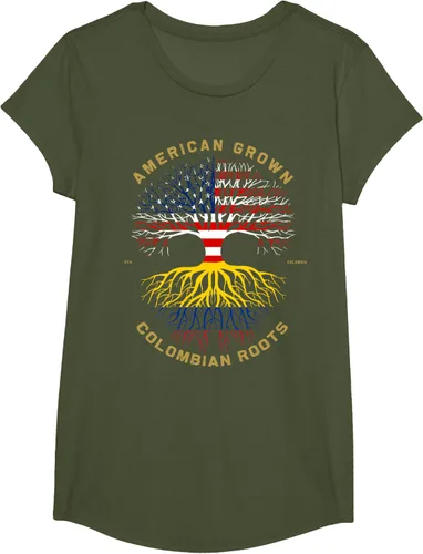 Vista 98 de Camiseta de regalo con la bandera de Estados Unidos con árbol de raíces colombianas