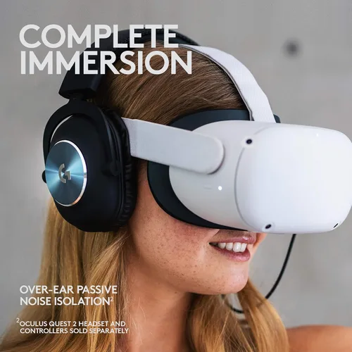 Vista 3 de Logitech G PRO Gaming Headset for Oculus Quest 2 - Oculus Ready - Custom-length Cable - PRO-G Precision Gaming Audio Driver - Steel and Aluminum