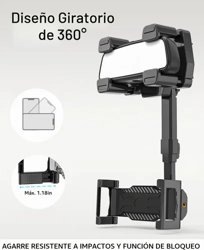 Vista 3 de Soporte para tablet de espejo retrovisor de coche para tabletas
