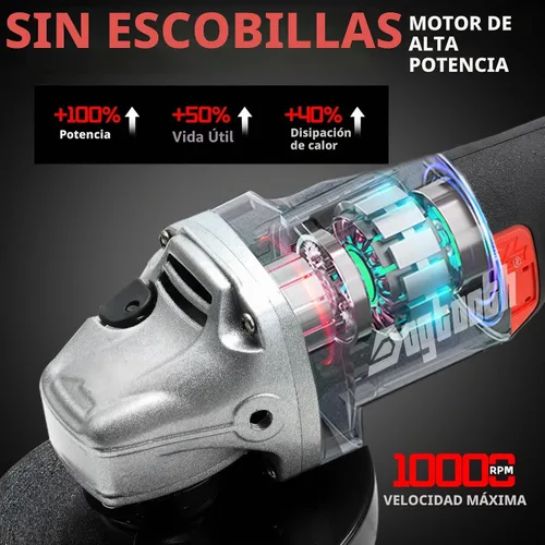 Vista 5 de DOGTOOTH Kit de amoladora angular inalámbrica sin escobillas de 21 V, 4-1/2'' pulgadas, máximo 10000 RPM, compatible con batería Makita de 18 V, 1