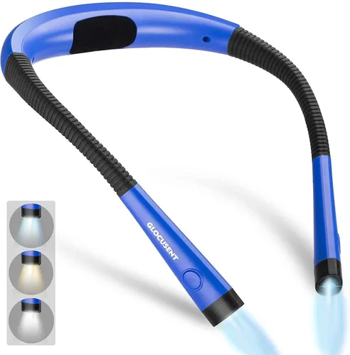 Vista 2 de Glocusent Luz LED de lectura para el cuello, luz de libro para leer en la cama (paquete de 2)