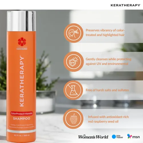 Vista 5 de KERATHERAPY Champú protector de color con infusión de queratina, 10.1 onzas líquidas, 10.1 fl oz – Champú protector de color sin gluten para cabello