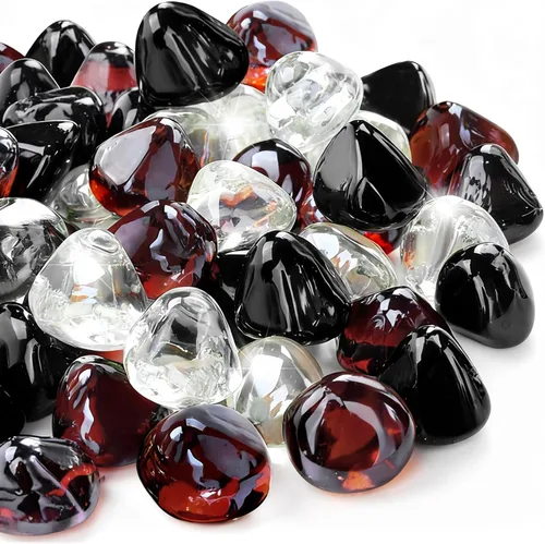 Vista 15 de GasSaf Diamonds - Vidrio de fuego para fogón de gas o propano, chimenea y paisajismo, 10 libras, 1 pulgada (lustre rosa)