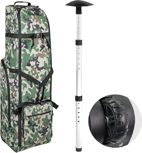 Vista 16 de Goloni Bolsa de viaje de golf con ruedas para aerolíneas, funda de viaje resistente al agua para viajes aéreos, equipaje de golf plegable portátil