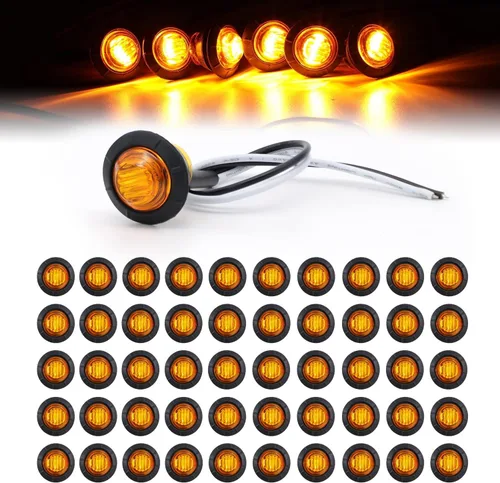 Vista 7 de TMH 30 piezas 3/4 pulgadas 10 luces ámbar + 10 luces rojas + 10 luces blancas, 3 LED, luces indicadoras de despeje, luces marcadoras laterales, mini