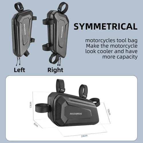 Vista 7 de ROCKBROS Bolsa lateral triangular - Bolsas de almacenamiento de motocicleta de carcasa dura de EVA, bolsa de cola resistente al agua, 2 piezas