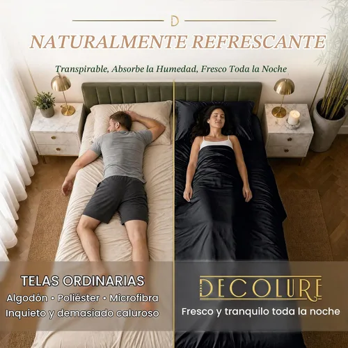 Vista 3 de DECOLURE Sábanas de Viscosa 100% Derivada de Bambú Tamaño Full - Juego de Sábanas de Lujo de 6 Piezas Naturalmente Refrescantes, Ultra Suaves Negro