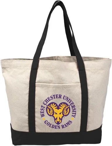 Vista 221 de Campus Lab Bolsa de lona con logotipo primario colegiado con bolsillo externo, bolsa de hombro reutilizable para ir de compras, playa Águilas A&m