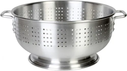 Vista 3 de TrueCraftware - Colador de aluminio resistente de 8 cuartos de galón con asas y base estable - Cesta de colador de alimentos para pasta, espagueti