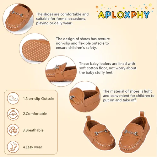 Vista 5 de Aploxphy Mocasines clásicos para bebés, niñas y niños, zapatos de vestir Oxford para bebés y niñas, zapatos de vestir para precaminantes, mocasines