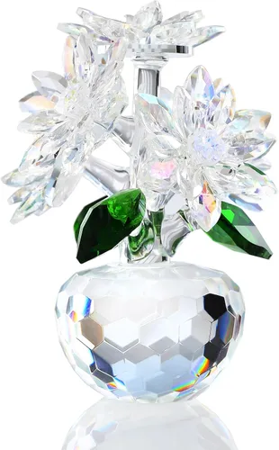 Vista 9 de Figurita de Margarita Azul de Cristal de Ornalrist, Regalos para Mujeres, Amiga, Bouquet de Margaritas de Vidrio Decoración Floral Coleccionable