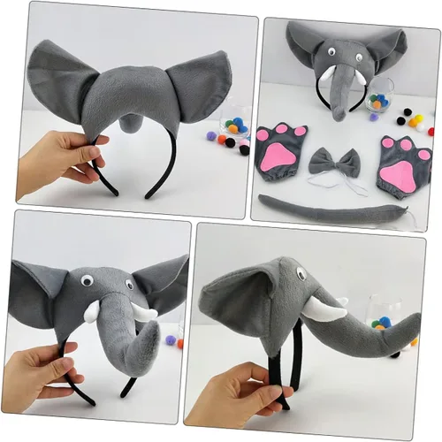 Vista 5 de HOLIDYOYO 5pcs Set Headband Adult Costumes Costumes Cosplay Accessories Animal Ears Headband Elephant Costume Elephant Ears Headband Cartoon