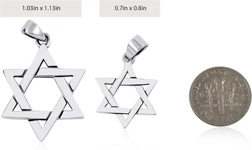 Vista 7 de AJDesign Collar con dije de estrella clásica de David de plata de ley 925, dije judío para hombres o mujeres