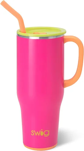 Vista 14 de Swig Life - Taza Mega de 40 onzas, Taza de 40 oz con asa, apta para vasos, apta para lavavajillas, taza aislada extra grande, acero inoxidable