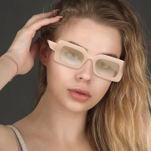 Vista 2 de TIANYESY Gafas de sol de moda para mujer y hombre, tonos cuadrados multicolor (jade suave + blanco), Jade suave+blanco