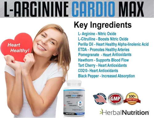 Vista 4 de L-Arginina Cardio Complete Fórmula de Apoyo de Óxido Nítrico, 180 Cápsulas L-arginine formula created to support nitric oxide production