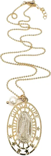 Vista 2 de Collar con medalla de Nuestra Señora de Guadalupe chapado en oro para mujer