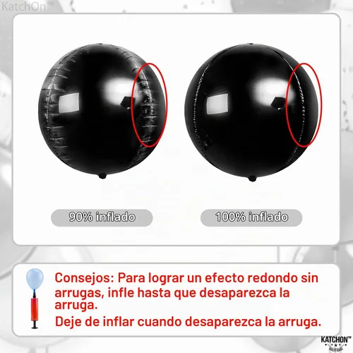 Vista 4 de KatchOn, Globos redondos de Mylar negros enormes, 22 pulgadas, paquete