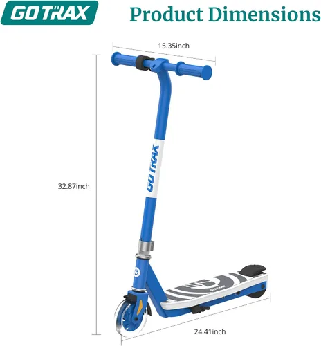 Vista 7 de Gotrax Scooter eléctrico para niños de 4 a 7 años, máximo 3 millas y 6 mph, control de pulgar Mentaazul