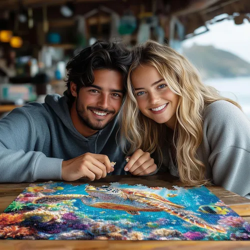 Vista 5 de Rompecabezas para adultos de 1000 piezas de tortuga marina Pez tortuga