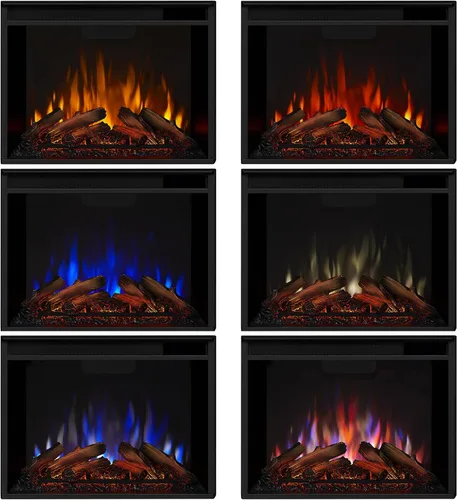 Vista 8 de Real Flame Callaway Chimenea eléctrica Grand de 63" con repisa en roble castaño, chimenea eléctrica independiente de gran tamaño para interiores