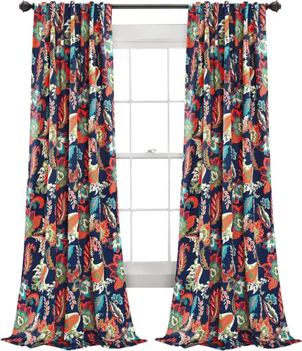 Vista 18 de Lush Decor Zara Jacobean - Paneles de cortina para oscurecer la habitación, 2 piezas, gris (95 x 52 pulgadas)