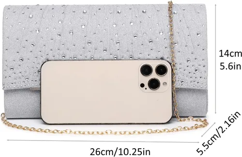 Vista 4 de Bolsos de noche para mujer, con lentejuelas y purpurina para mujer, bolso de mano brillante, bolso formal para boda, fiesta, baile de graduación