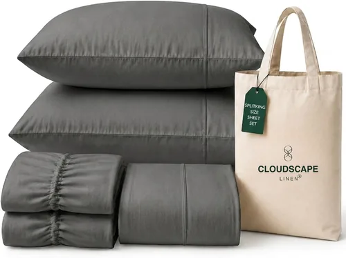 Vista 106 de CLOUDSCAPE LINEN 400TC 100% Egyptian Cotton Luxury Twin Bed Sheets - White