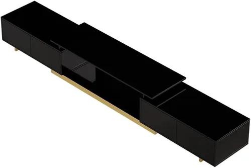 Vista 3 de Homary - Soporte extensible para sala de estar, consola multimedia para televisores de 65 a 85 pulgadas (negro)
