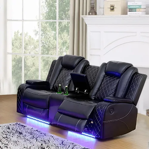 Vista 21 de A Ainehome Juego de Muebles de Sala de Estar de Cuero Reclinable Juego de Sofá Sillón Loveseat Juego de Muebles Sofá para Sala de Estar/Espacio