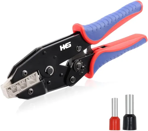 Vista 8 de HKS Herramienta de Engaste para Manguitos, Terminales de Virola y Extremo de Cable de Pin - Engastadoras de Cables con Trinquete - AWG 3-1/0