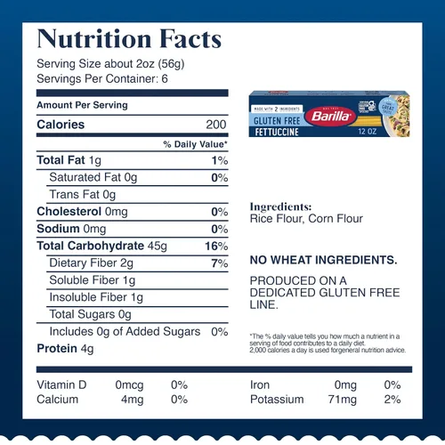 Vista 2 de BARILLA Pasta Fettuccine sin gluten, 12 onzas, pasta sin gluten sin OMG, hecha con 2 ingredientes